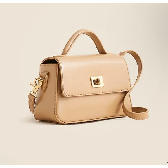 $178 New J Crew Leather Edie Top Handle Bag - Honey Brown - Picture 3 of 16